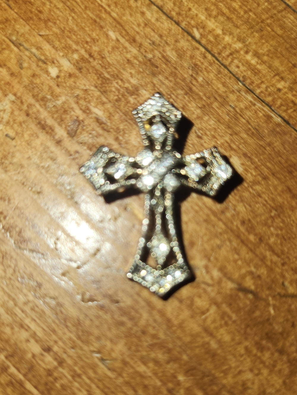 Faux Diamond Cross Pendant